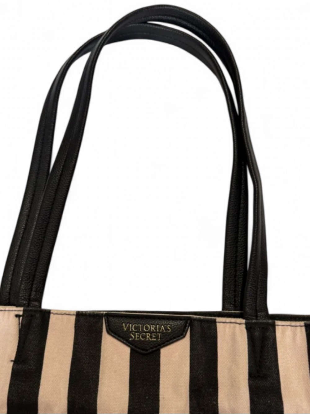 Victoria’s Secret Pink and Black Striped Tote with Matching Pink Pouch - Picture 4 of 7
